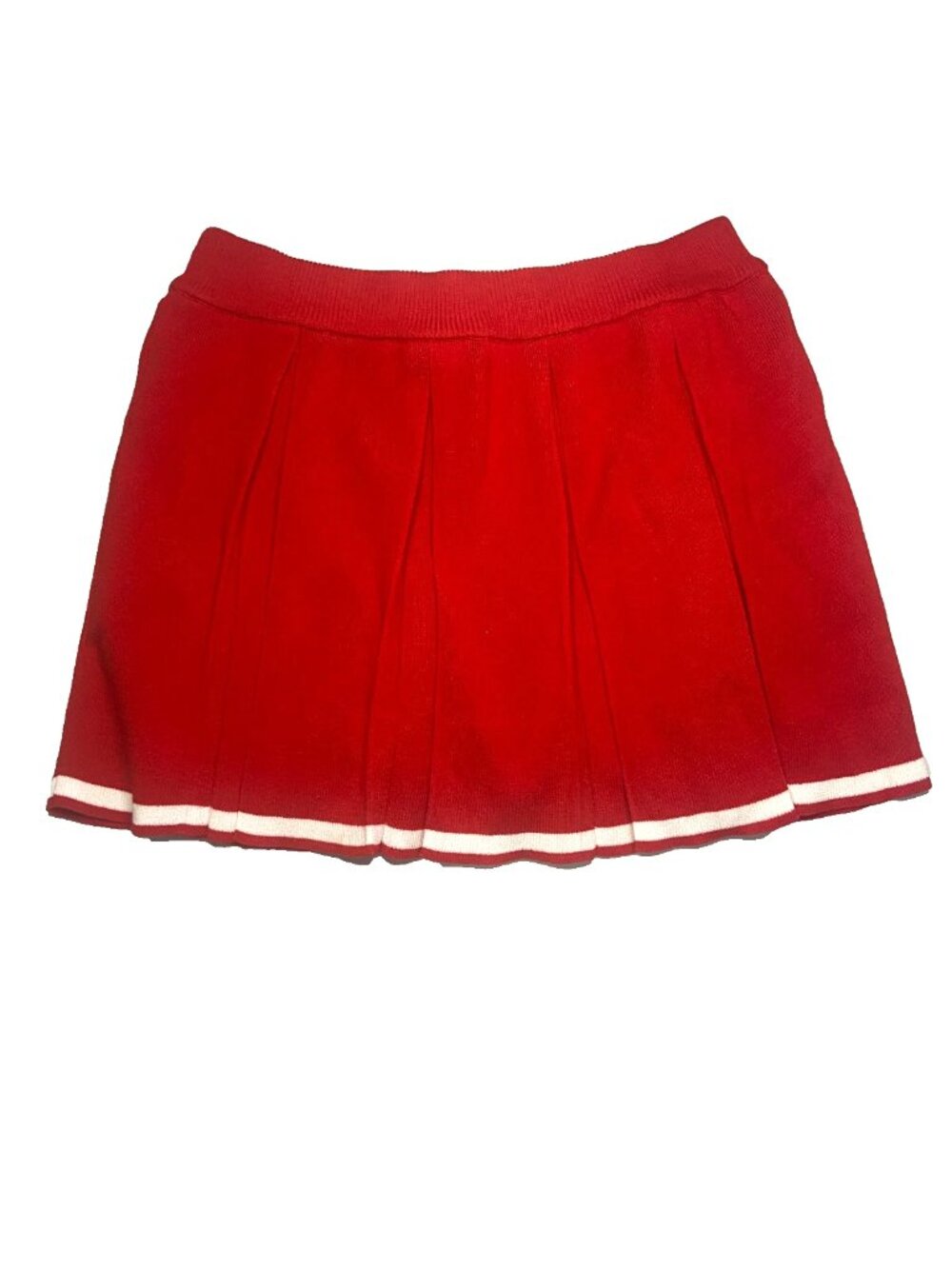 Red Academia Knit Pleated Mini Skirt Twee Preppy Medium
